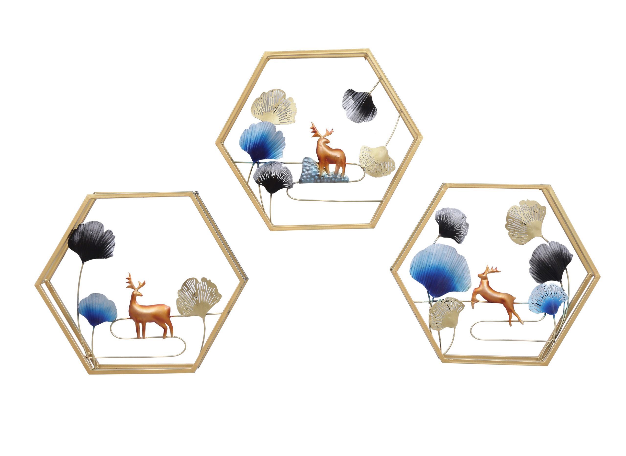 Hexagon Deer Metal Wall Décor Set - Image 4