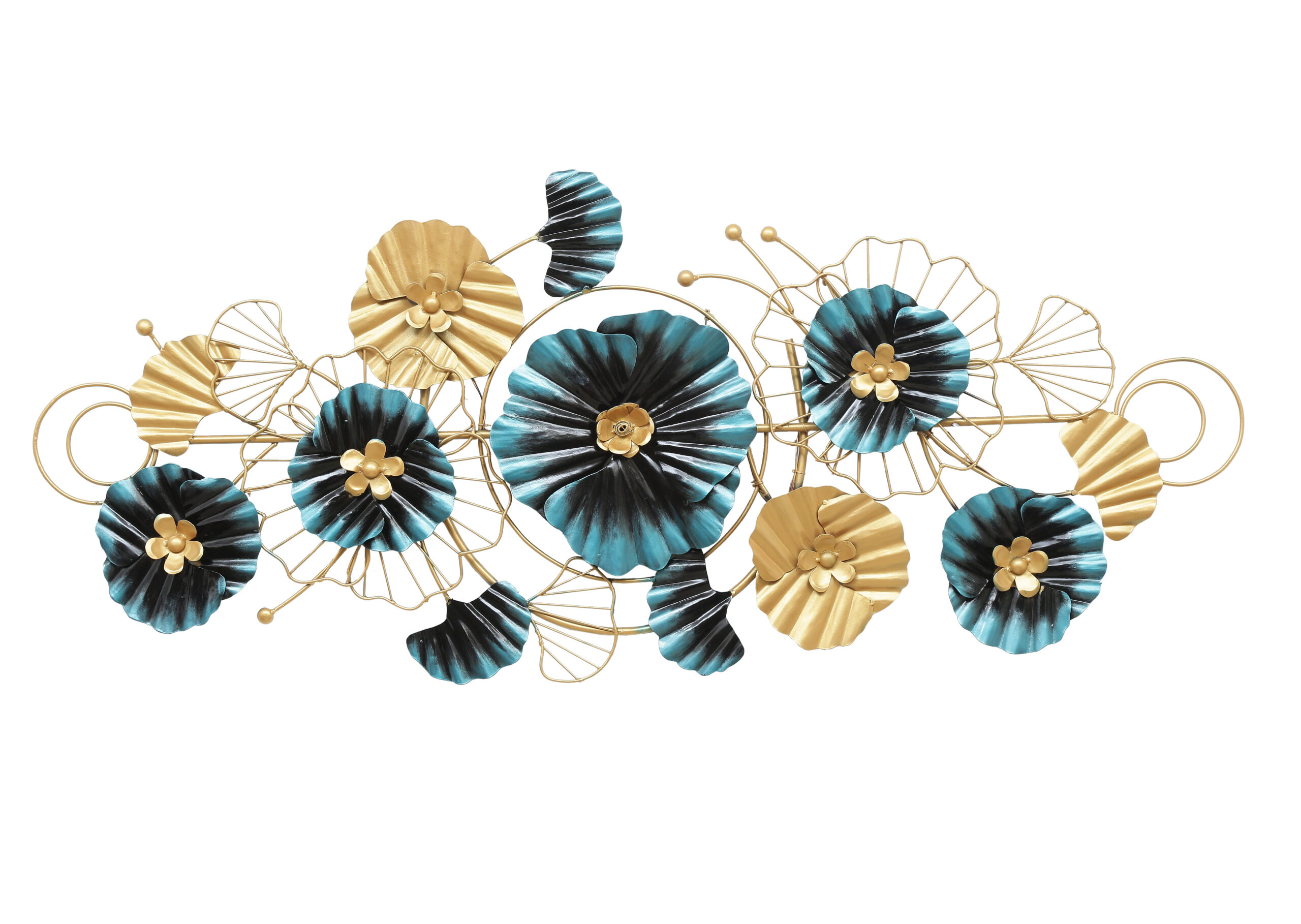 Royale Bloom Radiance – Blue-Gold LED Metal Wall Art - Image 3