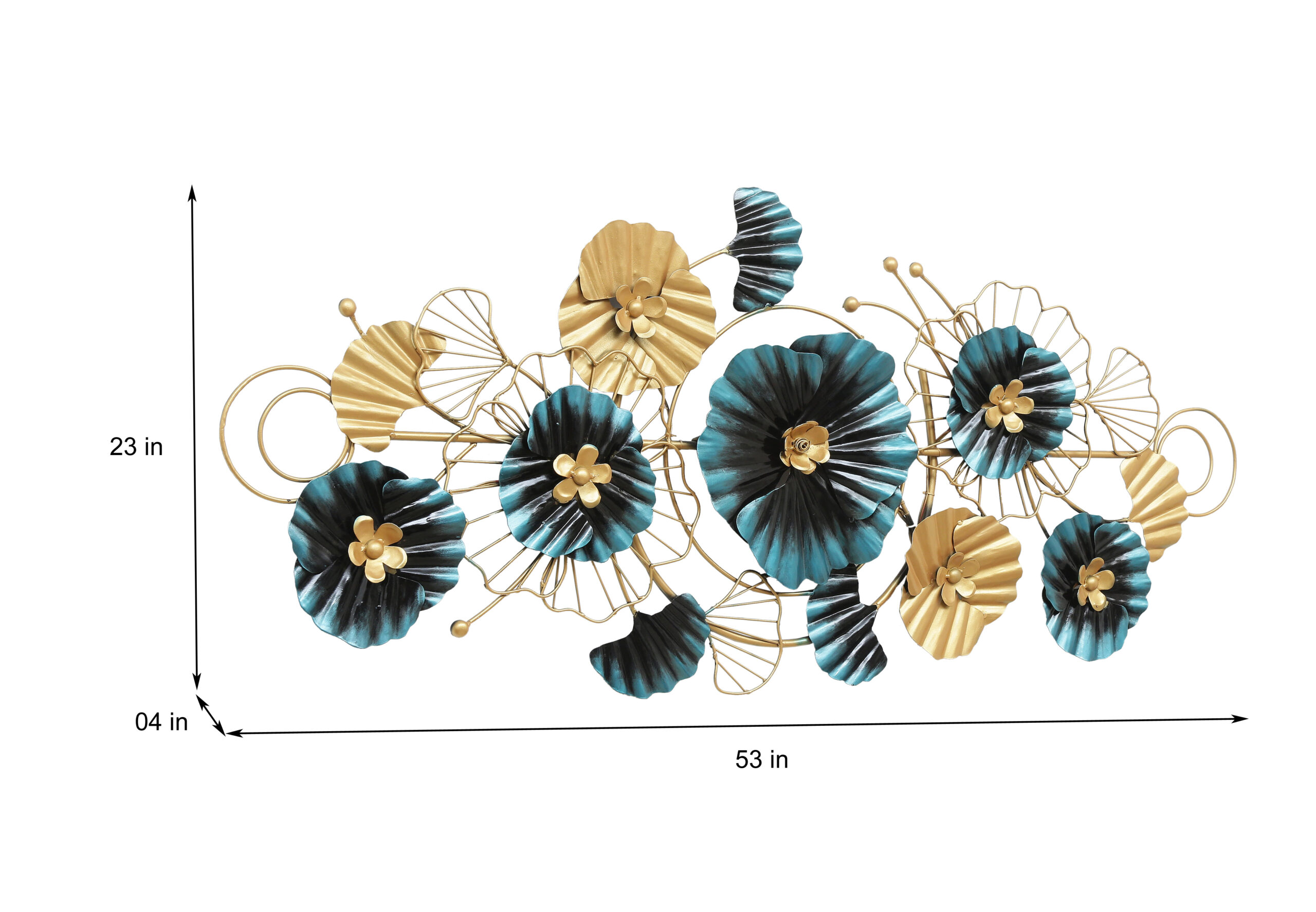 Royale Bloom Radiance – Blue-Gold LED Metal Wall Art - Image 4