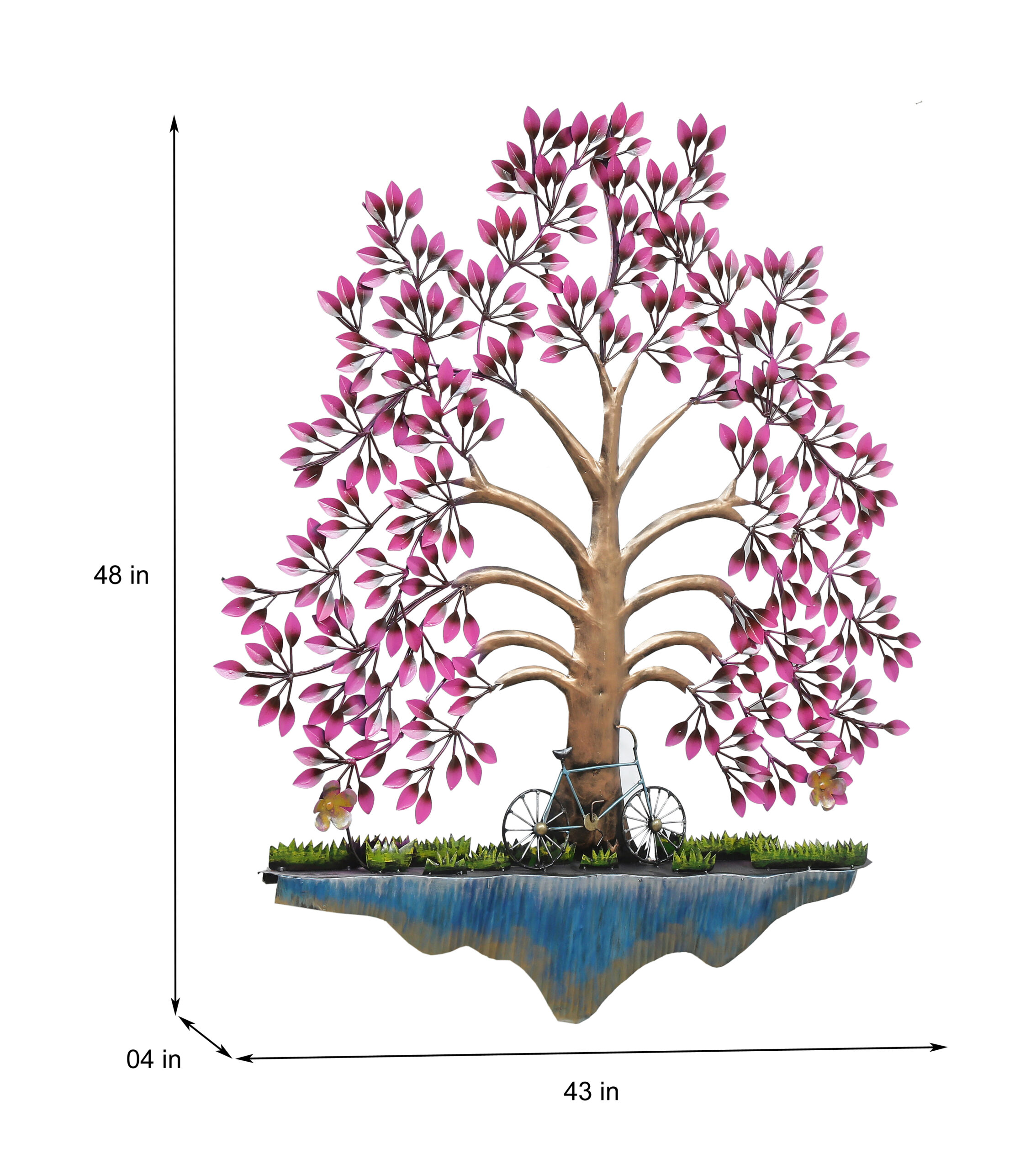 Vintage Glow Tree Metal Wall Art with Backlight & Bicycle Design - Image 5