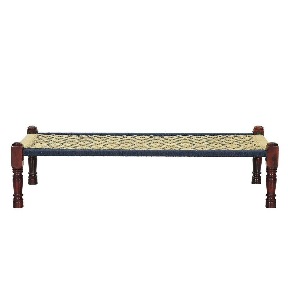 Handcrafted Wooden Traditional Charpai / Khatiya with Cotton Rope Weaving - Image 2